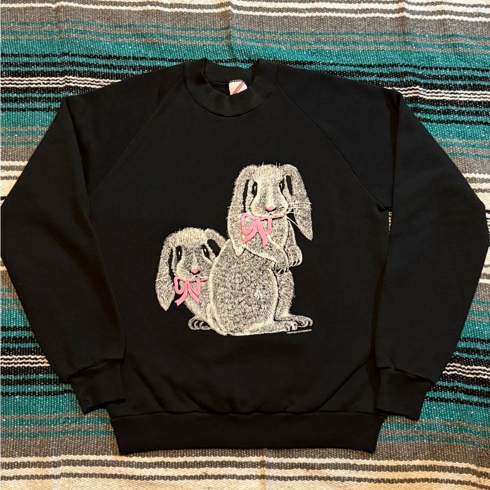Jerzees Black Sweatshirt with Gray Bunnies